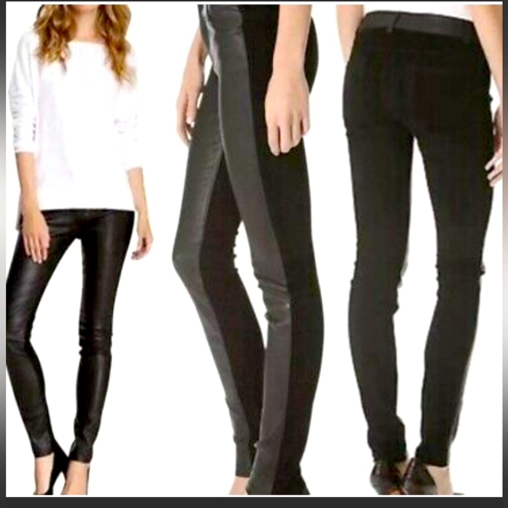 Black Vince suede and real leather pant size 0